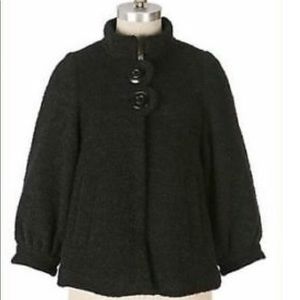 Anthropologie Elevenses Black Boucle Wool Jacket